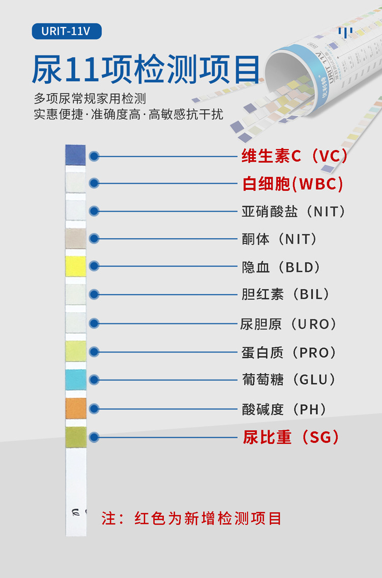 优利特尿11联试纸家用目测11项尿常规检测尿蛋白酮体尿比重白细胞