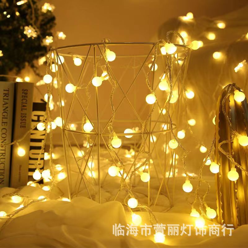 LED Lighting Chain Ball Decoration Ambience Light Outdoor Tent Layout Color Lighting Chain String Starry Night Market Stall Flashing Light