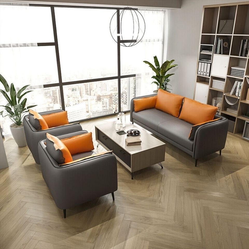 办公沙发皮艺简约现代办公室商务会客接待酒店前台组合办公室沙发
