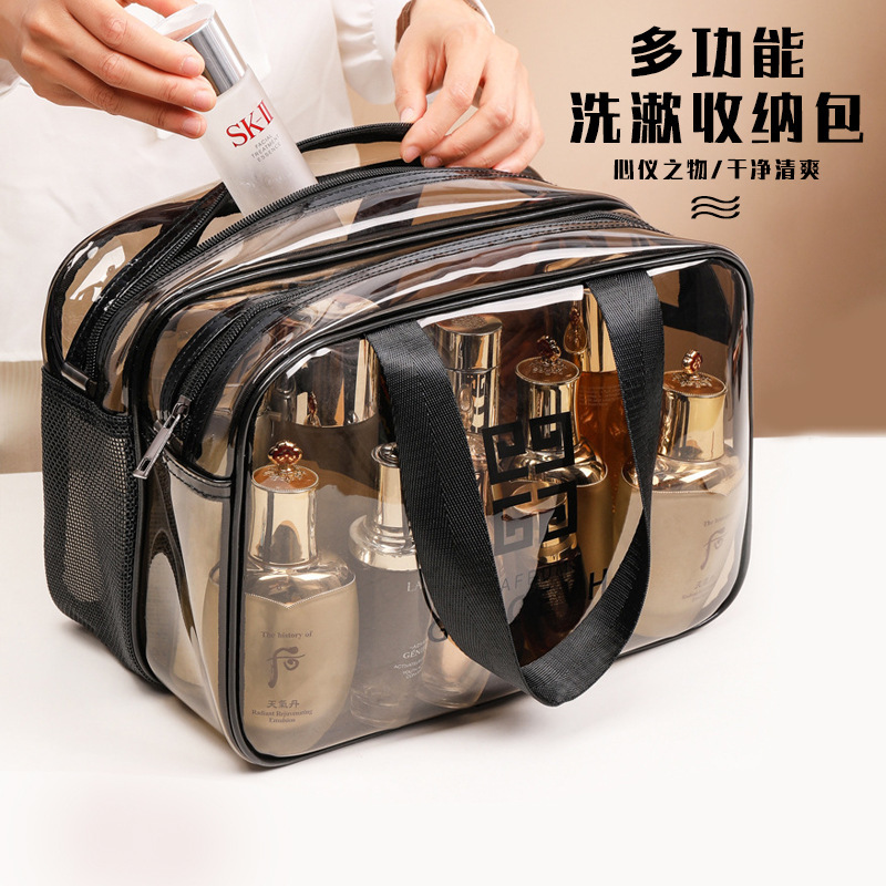 跨境防水大容量高颜值洗漱包新干湿分离化妆包旅行便携透明收纳袋