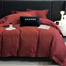 100支床上四件套红色婚庆长绒棉 美式被套新婚感1.8m床品