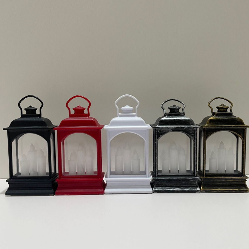 Small Flat Storm Lantern LED Electronic Three Candle 