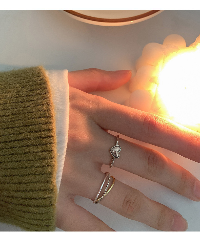 925纯银麻花爱心戒指女简约时尚个性设计感ins高级感冷淡风指环潮