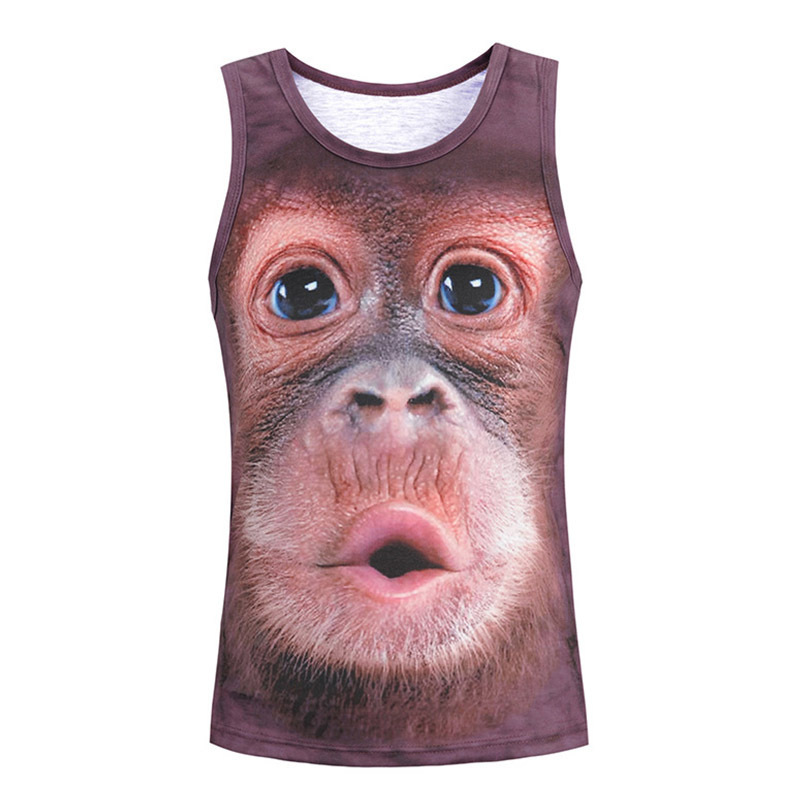 搞笑大猩猩短袖男滑稽恶搞3d动物猴子短t恤大码衣服圆领无袖背心