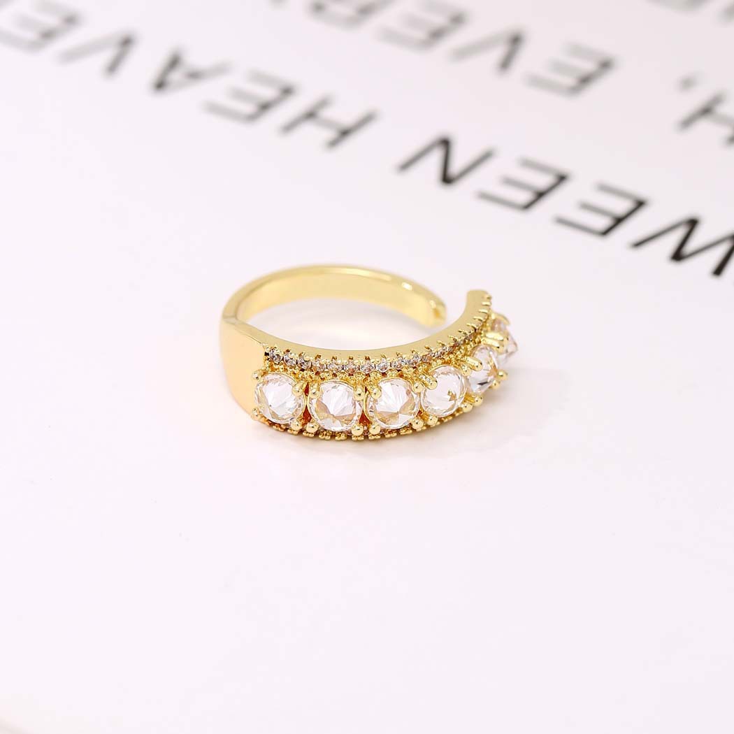 New Japanese and Korean Style Simple Special-Interest Design Personality Double Layer Hollow Jeweled Open Adjustable Ring Female Ring