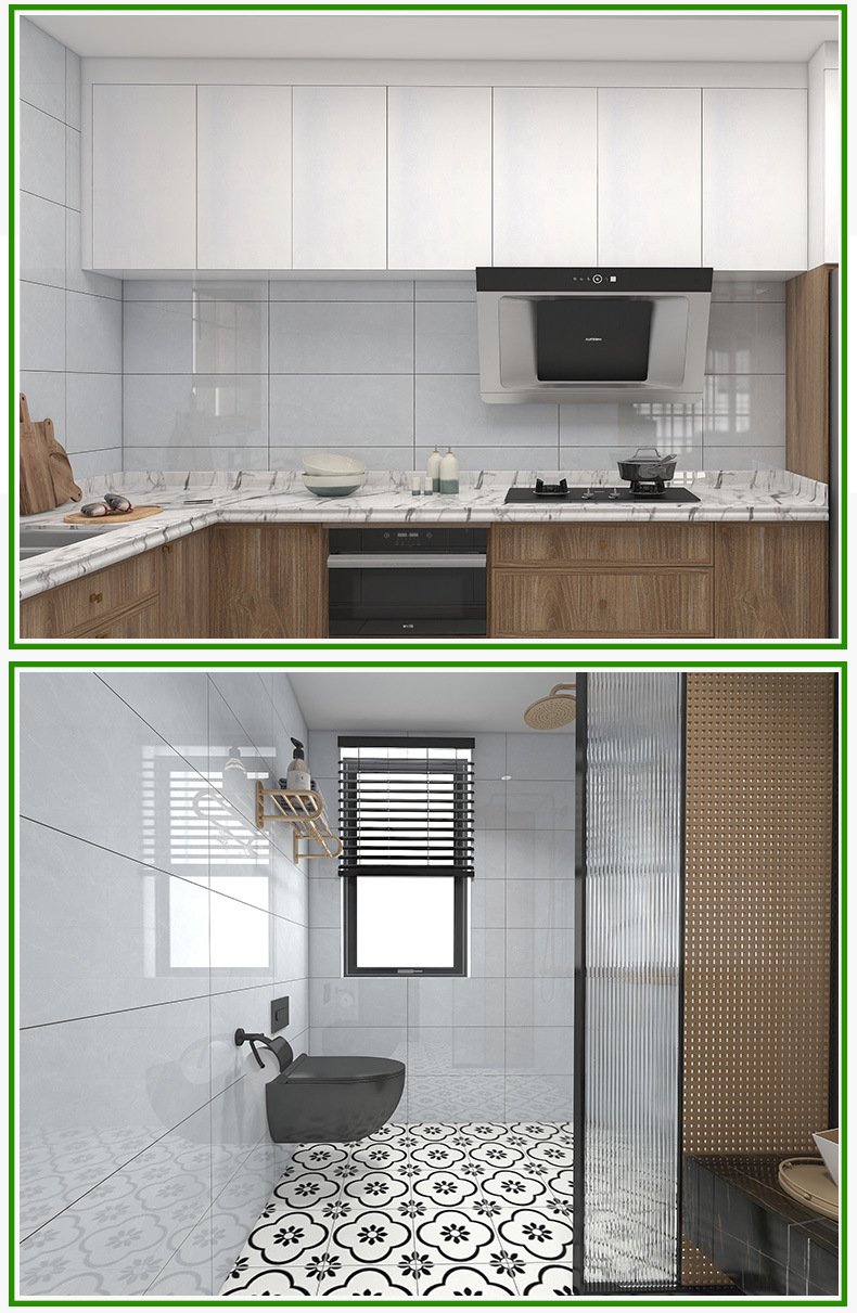 全瓷浅灰色通体大理石瓷砖佛山300*600厨房卫生间防污耐磨内墙砖