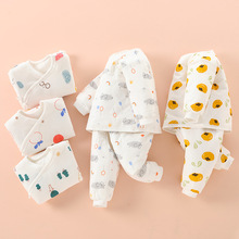 新生儿棉衣套装0-3个月初生宝宝夹薄棉衣6婴儿衣服秋冬套装纯棉袄