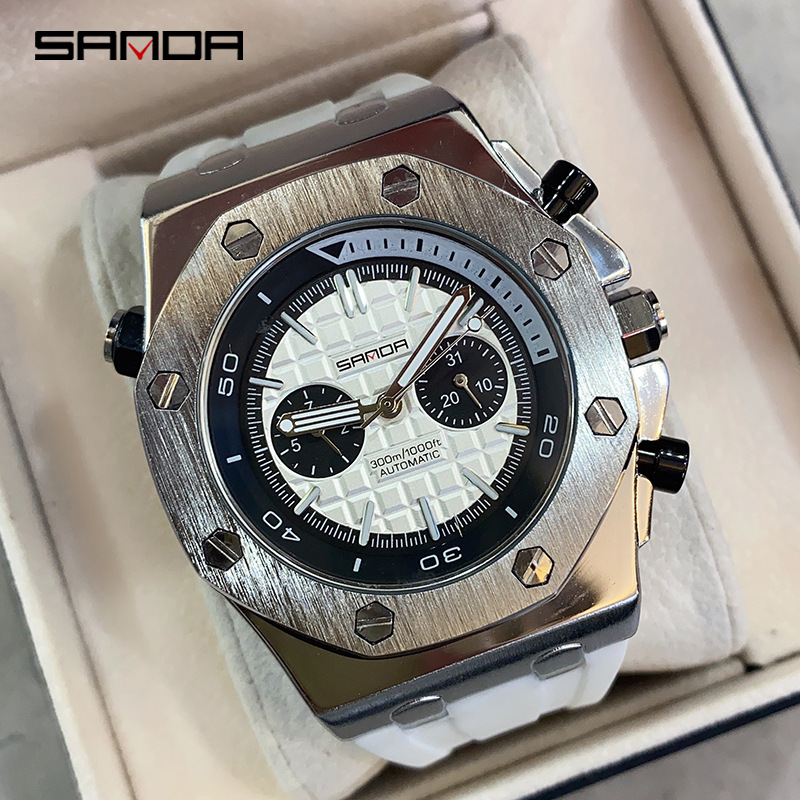 三达手表机械机芯石英表条钉刻度手表时尚潮流黑科技炫酷男表腕表