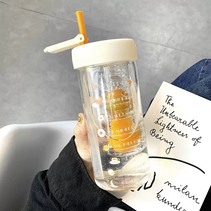 Summer Glass Water Cup for Girls Good-looking Scented Tea Cup with Straw High Temperature Resistant Tea Water Separation Tea Brewing Cup Customization