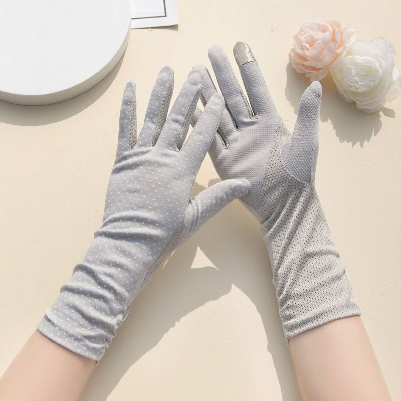 防晒手套女夏季防紫外线轻薄款骑车长款护手防滑触屏开车纯棉短款