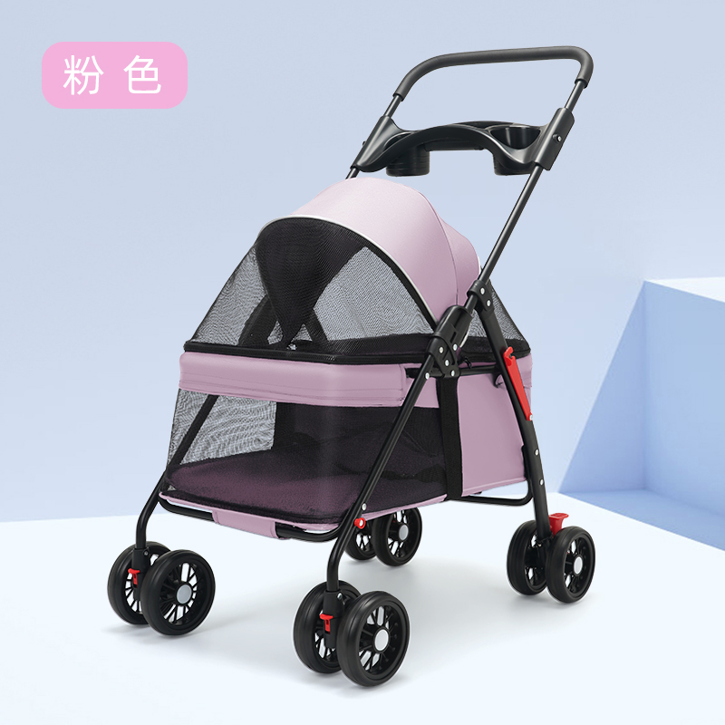 Pet Stroller Dog Cat Teddy Baby Stroller out Small Pet Dog Car Lightweight Detachable Cage Folding