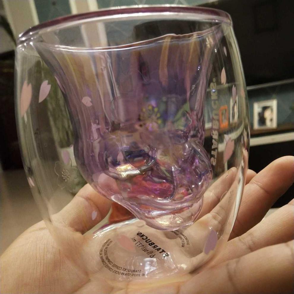 正品猫爪杯咖啡杯饮料杯双层樱花粉红隔热防烫限定特惠正版猫尾杯
