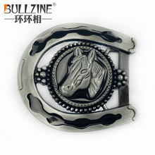 BULLZINE 锌合金西部牛仔马头皮带扣02049-3 复古休闲腰带扣