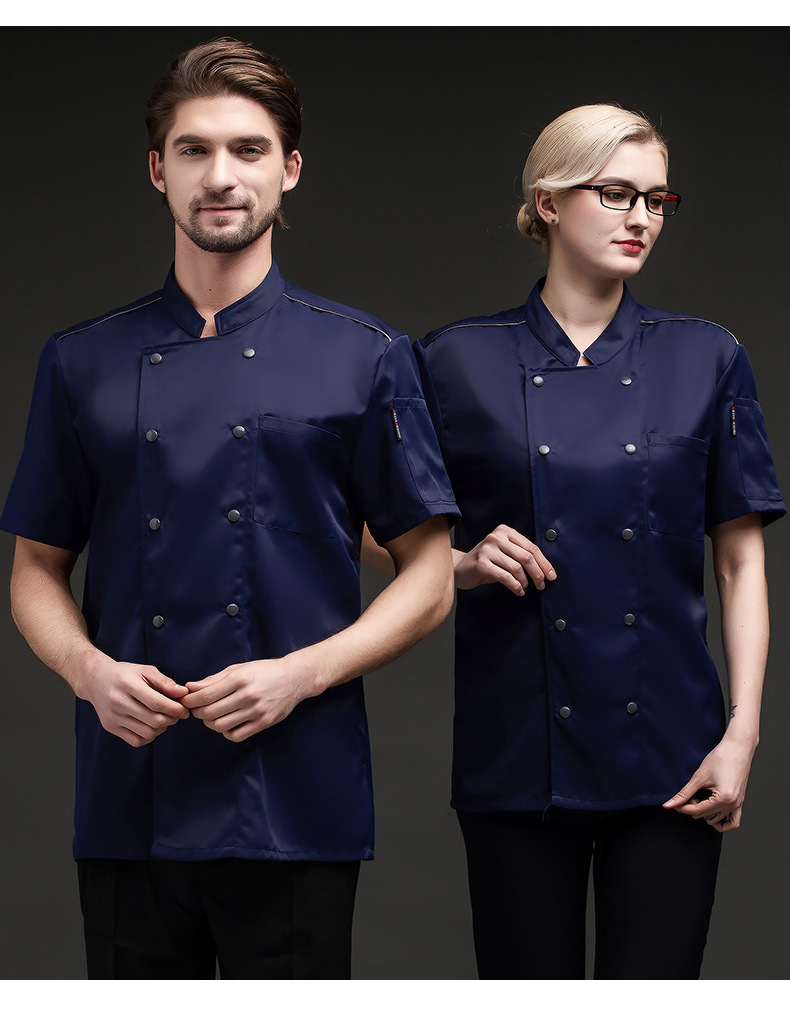 酒店厨师工作服男夏季薄款透气厨师服餐饮烘焙蛋糕店面点师傅短袖