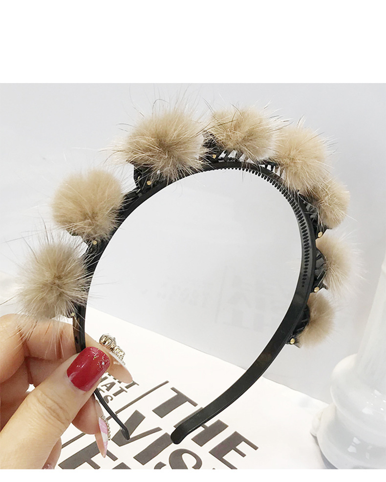 毛球编发发箍女秋冬新款懒人编发神器刘海碎发发卡高级感头箍头饰