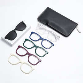 新款偏光磁吸眼镜框潮男女无勾一体配五副片TR90近视眼镜架装饰镜