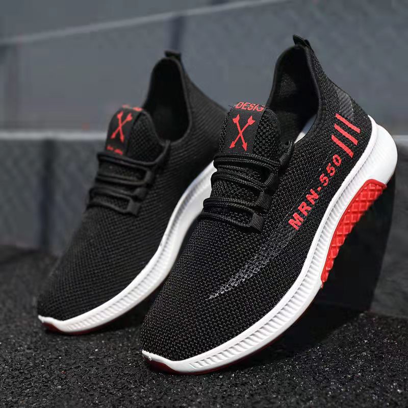 Trendy Shoes New Flying Woven Breathable Sports Shoes Men's Autumn Men's Shoes Casual Shoes Lazy Shoes Trendy Running Shoes