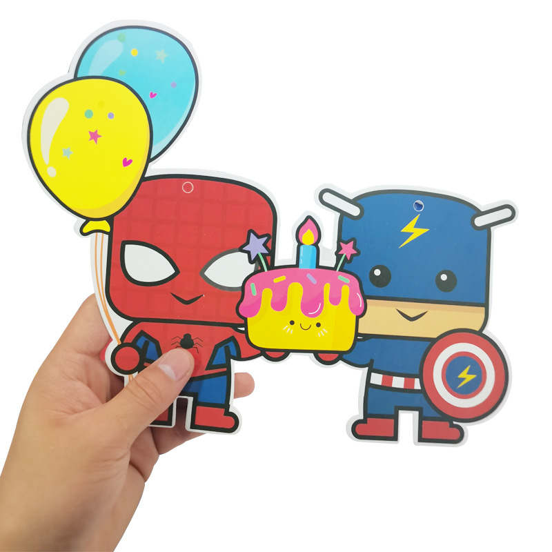 Marvel Heroes Birthday Pulling Banner Spider-Man American Team Birthday Letter Pull Flag Banner Party Decoration Avengers