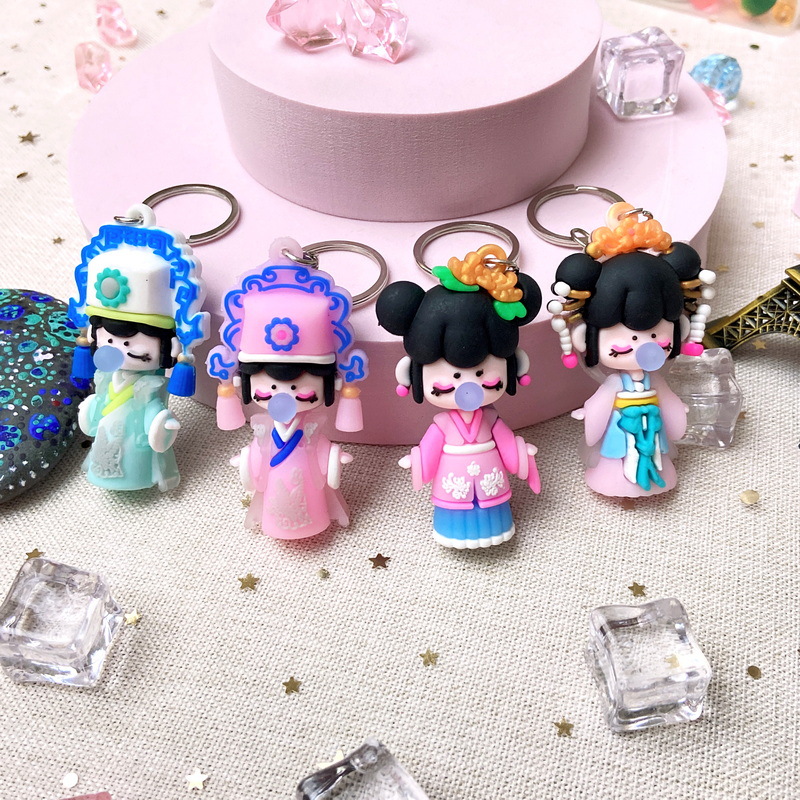 5011# National Fashion and Zicheng Say Bubble Blowing Doll Keychain Classic Ancient Characters Doll Pendant Small Gifts