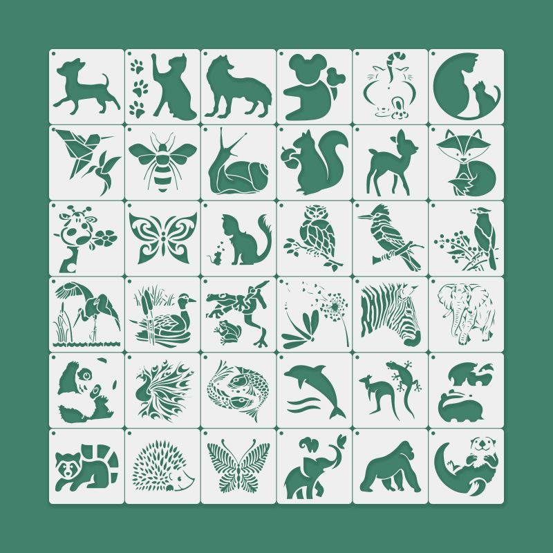 小动物猫狗蜜蜂等镂空绘画模板 喷绘 涂鸦画画模板 跨境电商e13