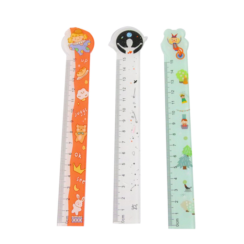 Cartoon Shaped Ruler Drawing Measuring Tool Student Ruler 15cm a Scale Children Gift Transparent Plastic Ruler