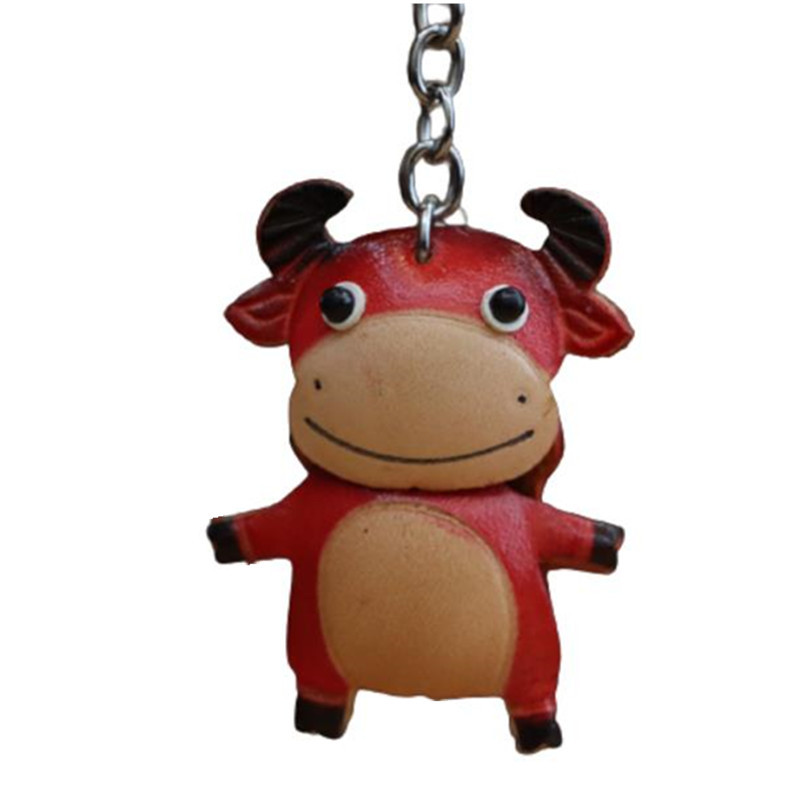 头层牛皮创意纯小牛挂件包包挂饰汽车钥匙扣十二生肖牛玩偶小礼品