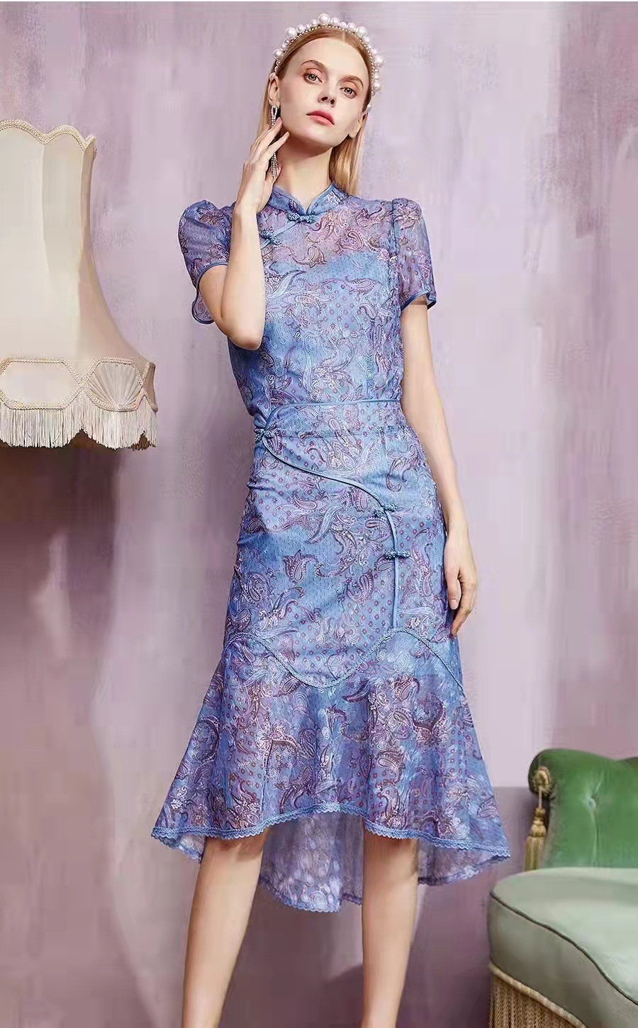 杭州一线专柜女装品牌羽纱国际22夏宫廷蕾丝连衣裙库存杂款包批发