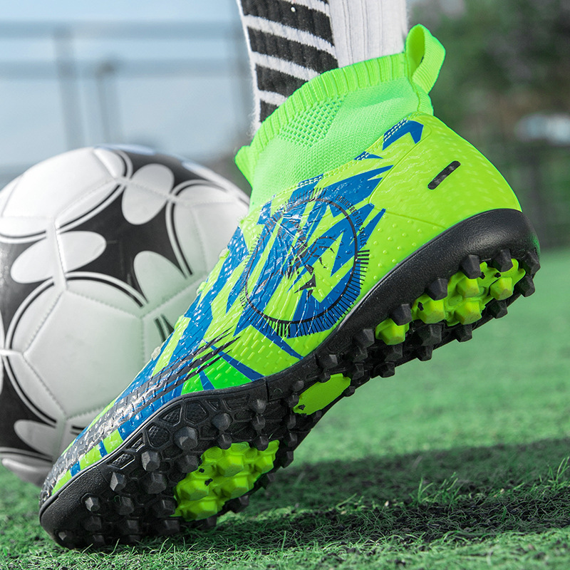 跨境防滑耐磨国际站运动鞋高帮足球碎钉鞋比赛训练足球鞋亚马逊