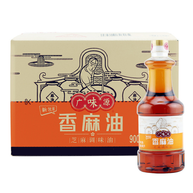 广味源香麻油 餐饮提味增香凉拌芝麻油调味瓶装900ml*12批发