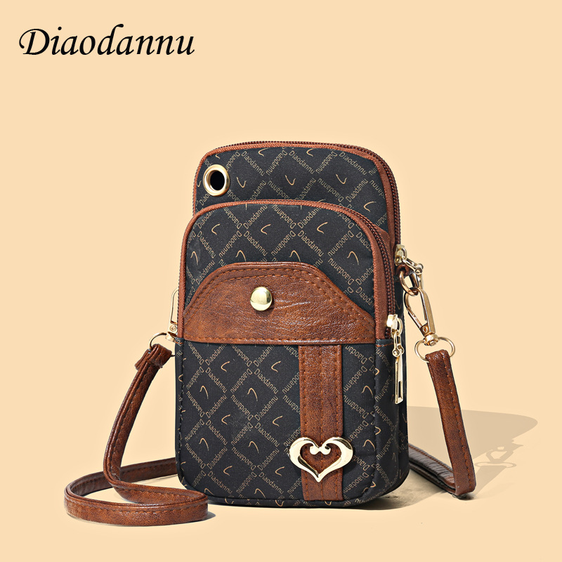 Cross-Border Fashion Women's Bag 2023 Pattern Letter Splicing Shoulder Bag Travel Portable Crossbody Mobile Coin Purse