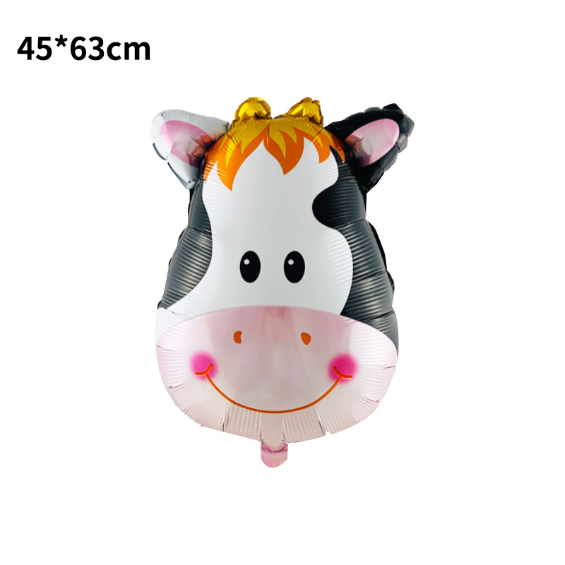 Cartoon Animal Head Balloon Medium Aluminum Balloon Tiger Lion and Monkey Giraffe Shape Balloon Wholesale Push