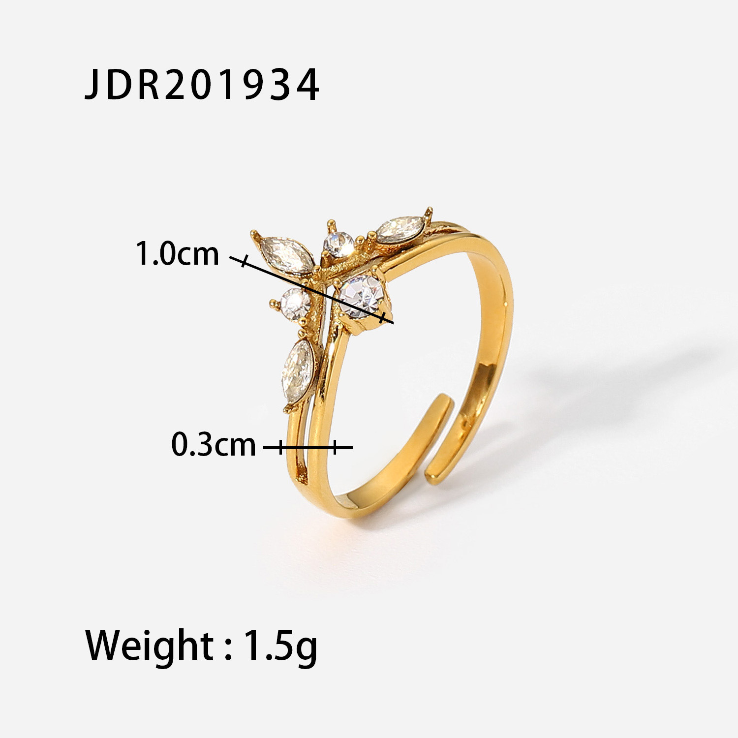 French Fine Ins Style Titanium Steel Ring 18K Gold Stainless Steel Inlaid Zircon Ring Fashion All-Match Bracelet for Women