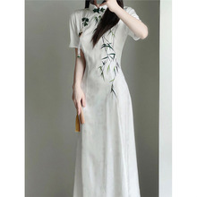 2142夏季新款新中式国风改良旗袍高端气质优雅显瘦漂亮白色连