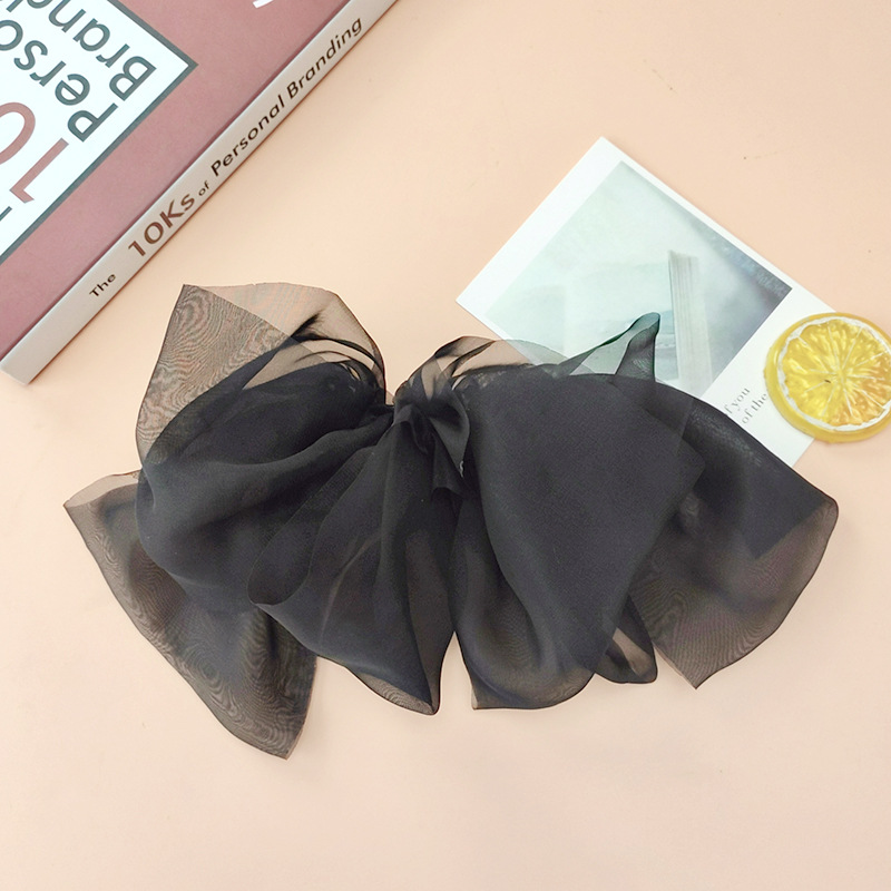 Chiffon Spring Clip Super Fairy Big Bow Pleated Barrettes Women's Back Ponytail 2022 New Hair Accessories Large Flower