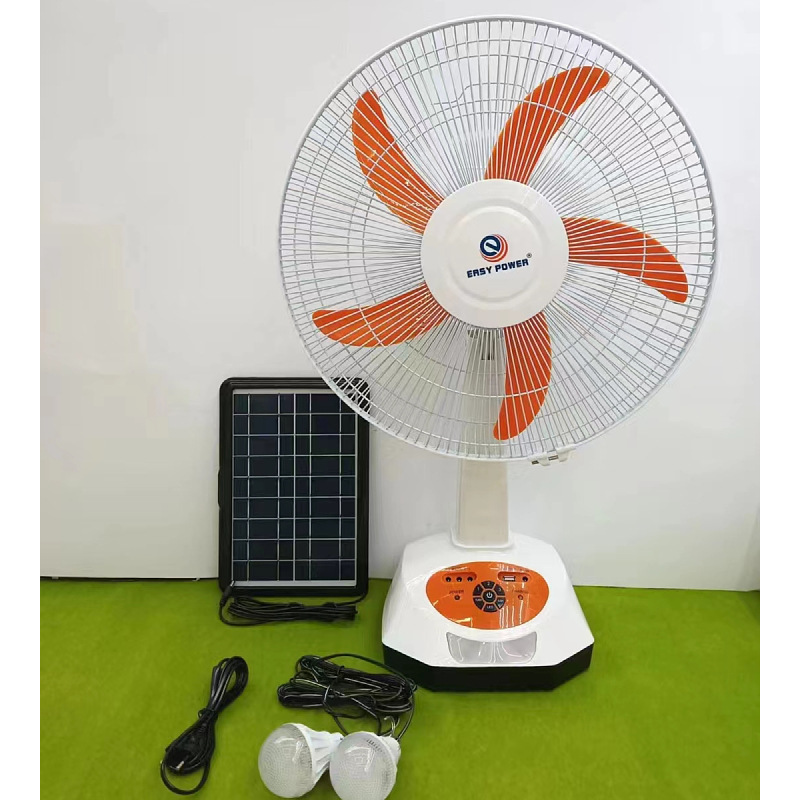 外贸热销便携户外家用太阳能充电风扇110v应急落地扇acdc内置电池