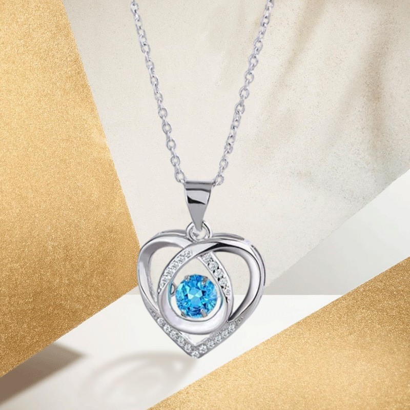 时尚气质爱心项链女 小众设计百搭合金项链镶锆钻吊坠饰品批发