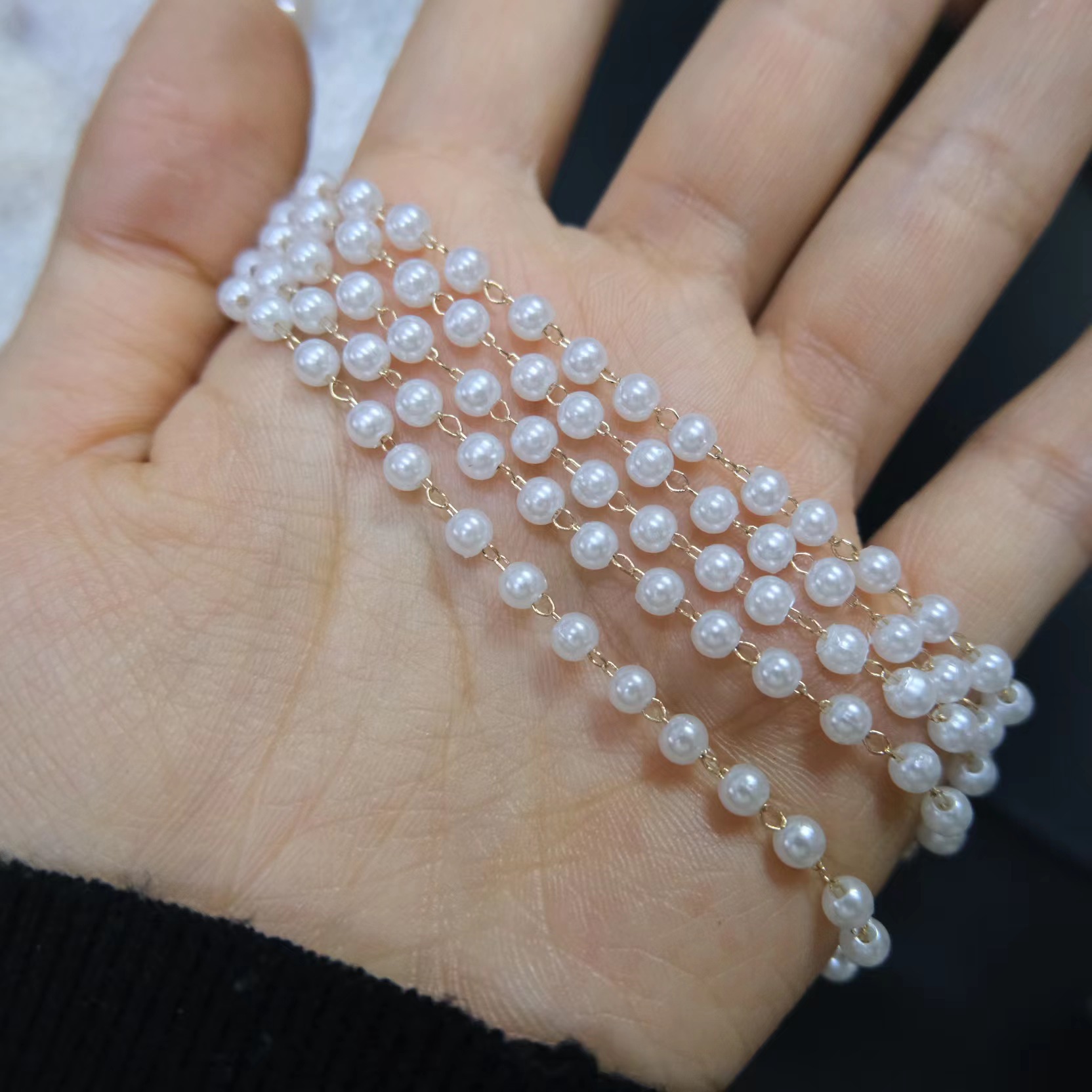 Pearl Chain Diy 3-8mm Imitation Pearl Pearl Chain Accessories Antiquity Hair Clasp Tassel Lolita Necklace Headdress Material