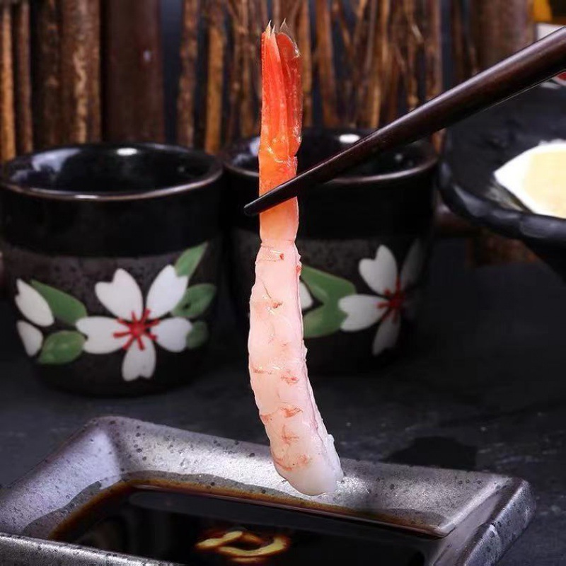 北极甜虾新鲜去壳去头凤尾虾刺身拼盘料理即食营养丰富海鲜食材