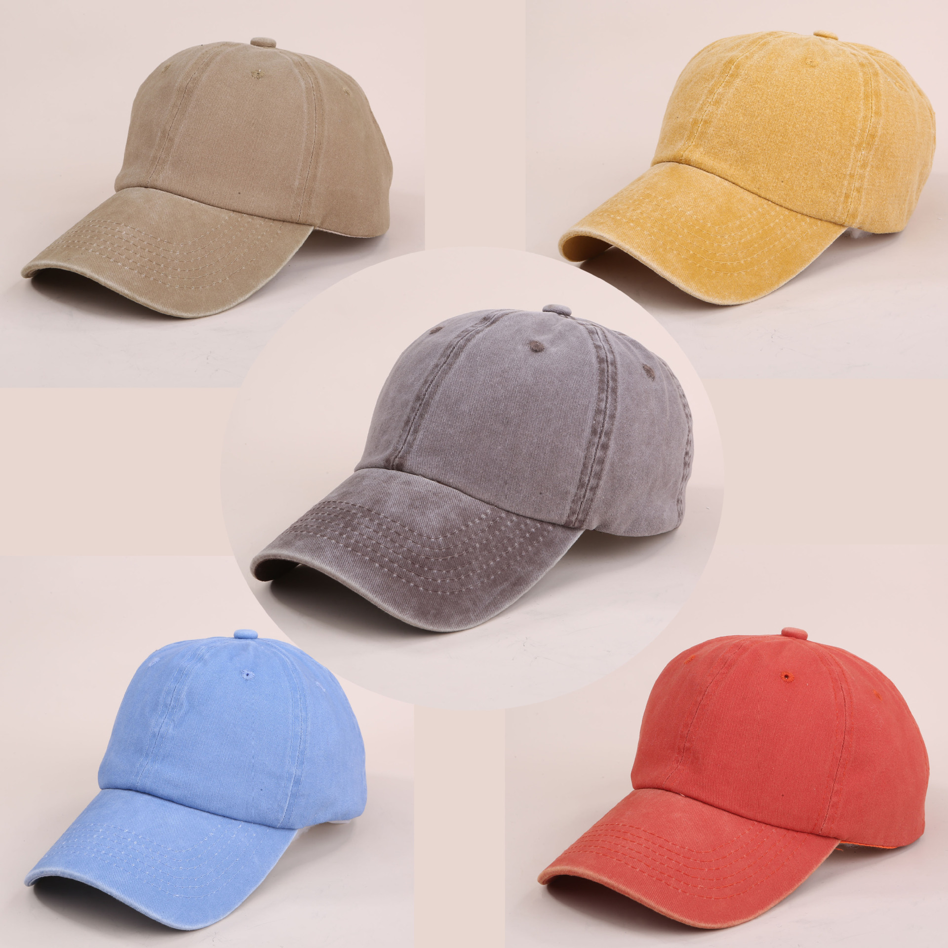 显脸白浅蓝色牛仔做旧鸭舌帽子女韩国ins显脸小百搭遮阳帽棒球帽-询价