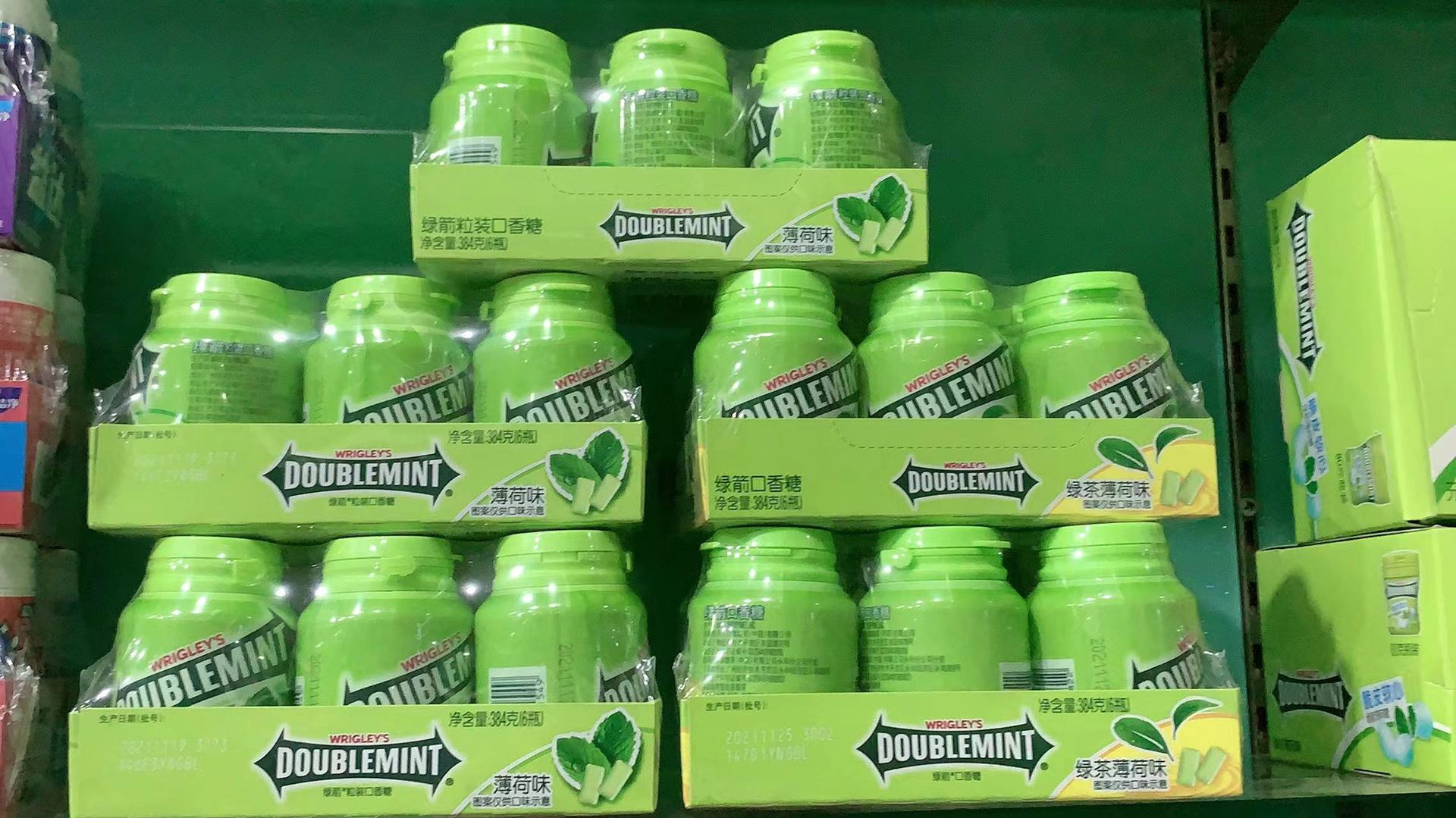 绿箭口香糖40粒*6瓶绿茶薄荷清新口气随身装木糖醇糖果零食批发