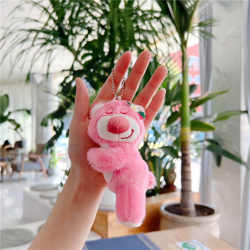 Online Influencer Cute Little Bear Doll Hanging Ornament Lying Bear Small Pendant Plush Toy Key Chain Bag Hanging Ornament Wholesale