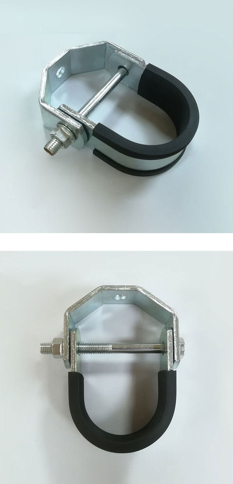 厂家批发抗震u型管束管卡抗震支架配件镀锌抗震吊卡吊式双层管夹