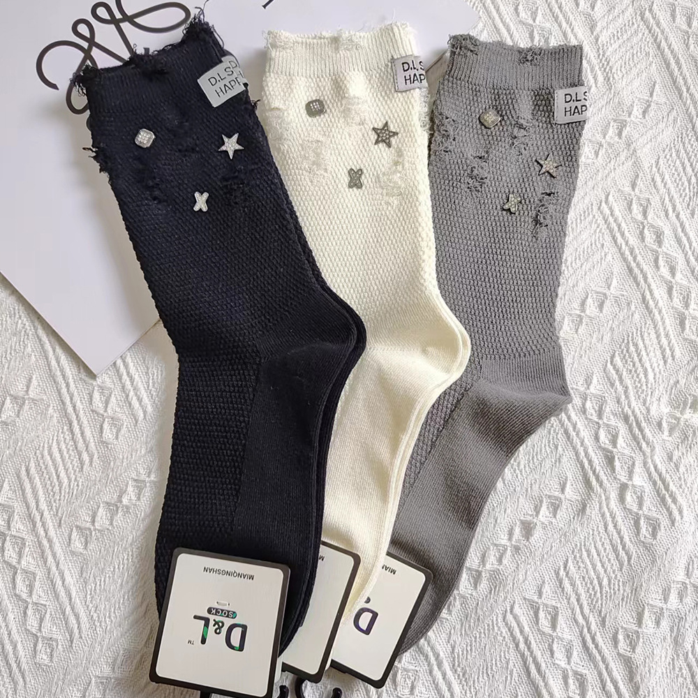 Spring and Summer Thin Lace Tube Socks Women's Ins Trendy Personality Classic Style Bow All-Match Cotton Socks European Goods Trendy