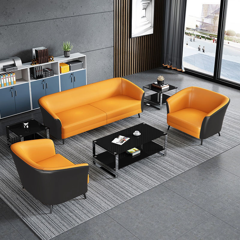 办公室沙发茶几组合简约现代休息区接待会客商务沙发三人位北欧风