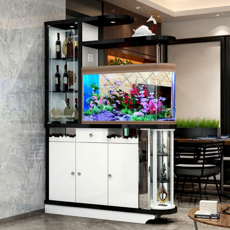 鞋柜鱼缸一体门口玄关柜门厅柜面屏隔断柜客厅带鱼缸间厅柜入户