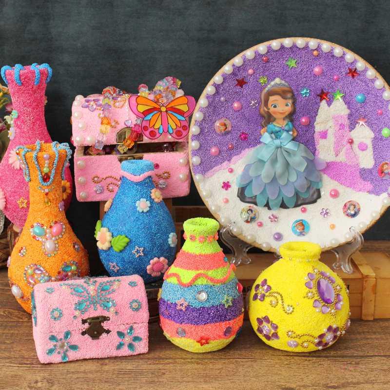 3d立体雪花泥画珍珠泥粘土画 木板画幼儿园儿童diy手工制作材料.