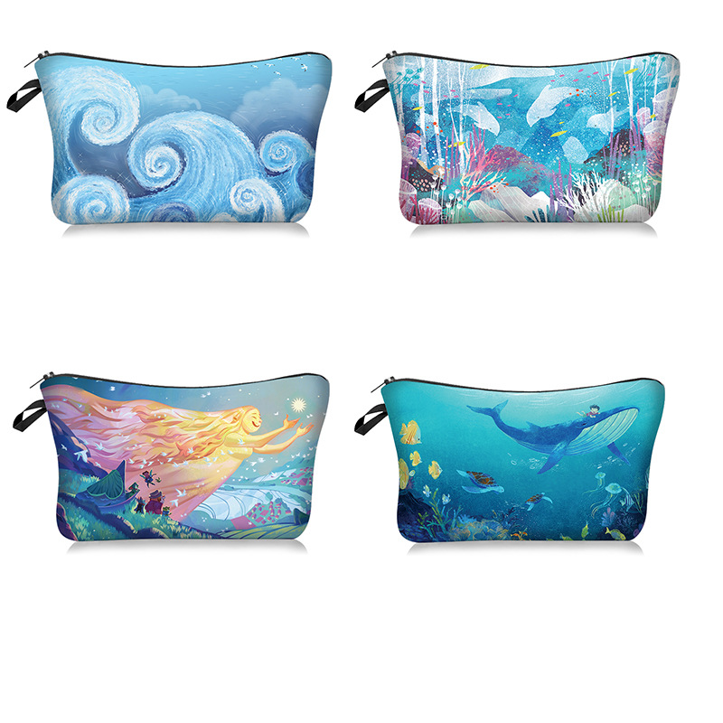 New Ocean Sea Wave Series Cosmetic Bag Portable Bag Clutch Women's Bag Toiletry Bag Portable Toiletry Bag Exclusive for Cross-Border