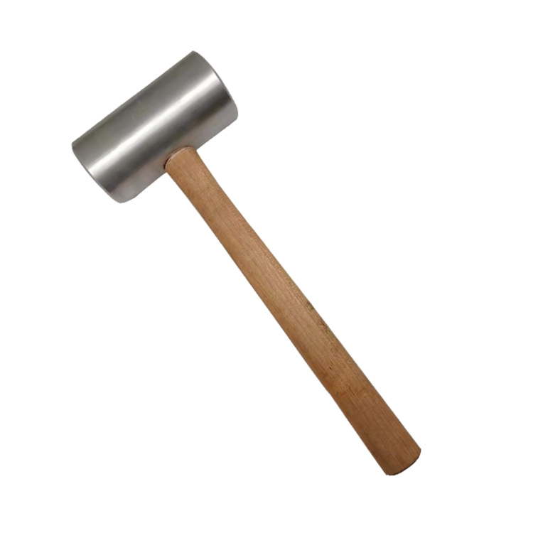 防爆铝锤胶柄铝锤子圆鼓锤圆柱锤木柄实心桶型铝榔头无火花0.5kg