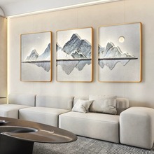 现代简约客厅装饰画大气山水三联壁画抽象轻奢沙发背景墙餐厅挂画