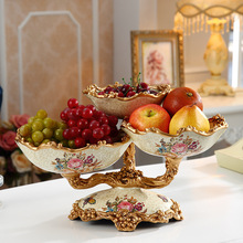 大号欧式创意果盘家用客厅茶几装饰摆件多层分格水果盘干果盘
